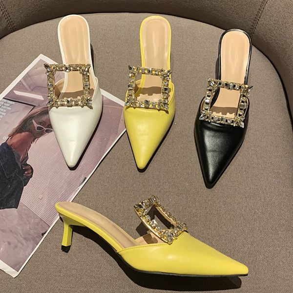 2021 Women Slippers Luxury Rhinestone Slip On Mules Woman Thin Heel Slides Shoes Fashion Ladies Slippers New Female Flip Flops, Yellow
2021 Women Slippers Luxury Rhinestone Slip On Mules Woman Thin Heel Slides Shoes Fashion Ladies Slippers New Female Flip Flops, Yellow