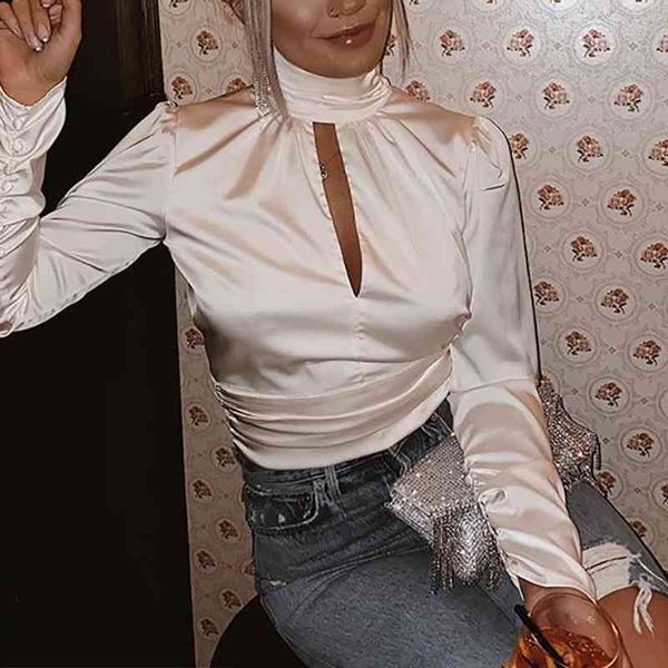crop backless solid shirts women lace up turtleneck long sleeve women's blouse spring streetwear satin 210603, White
crop backless solid shirts women lace up turtleneck long sleeve women's blouse spring streetwear satin 210603, White