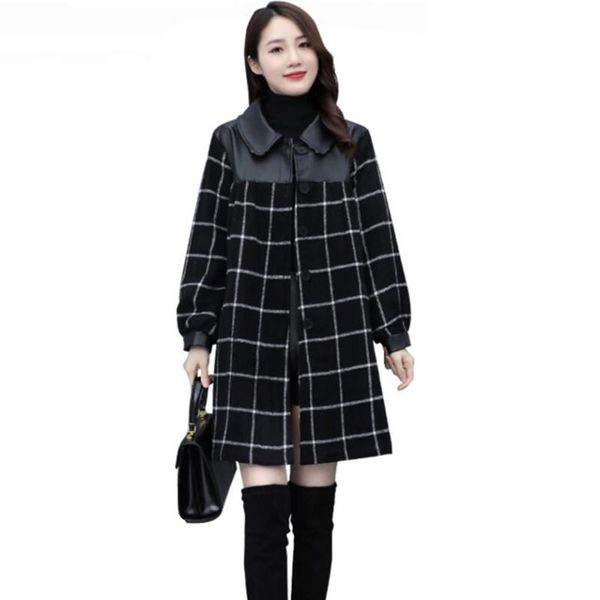 women's wool & blends plus size 5xl women coat winter 2022 autumn fashion elegant lapel plaid loose long tweed outerwear t113, Black
women's wool & blends plus size 5xl women coat winter 2022 autumn fashion elegant lapel plaid loose long tweed outerwear t113, Black