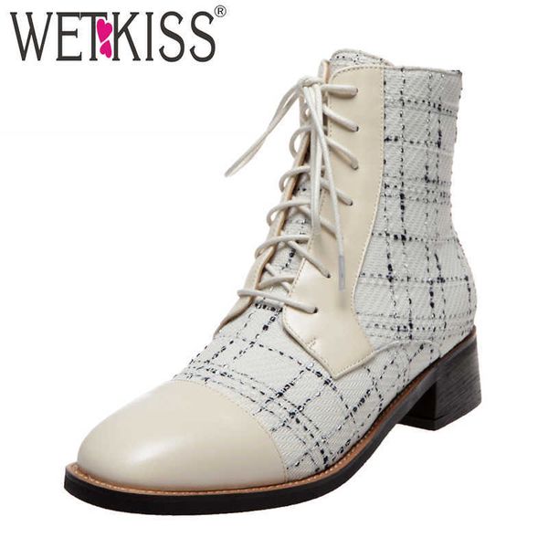 wetkiss small fragrance boots women low heels leather ankle boot female square toe stitching shoes ladies lace up shoes winter 210630, Black
wetkiss small fragrance boots women low heels leather ankle boot female square toe stitching shoes ladies lace up shoes winter 210630, Black