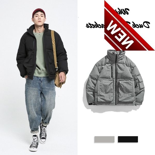 winter men's big pockets cargo puffer jackets japan style loose stand collar white duck down coats male thick outerwear jk-949, Black
winter men's big pockets cargo puffer jackets japan style loose stand collar white duck down coats male thick outerwear jk-949, Black