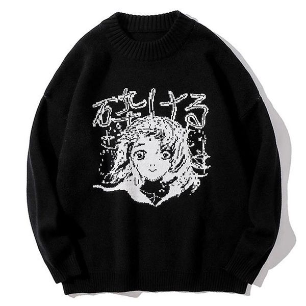 men's sweaters anime girl jacquard sweater men japan harajuku retro knitting pullover couple black white oversized vintage crochet 2021, White;black
men's sweaters anime girl jacquard sweater men japan harajuku retro knitting pullover couple black white oversized vintage crochet 2021, White;black