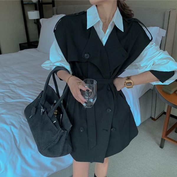 women's trench coats nowsaa long-sleeved shirt casual double-breasted coat 2021 autumn loose ladies clothing windbreaker 2-piece set, Tan;black
women's trench coats nowsaa long-sleeved shirt casual double-breasted coat 2021 autumn loose ladies clothing windbreaker 2-piece set, Tan;black