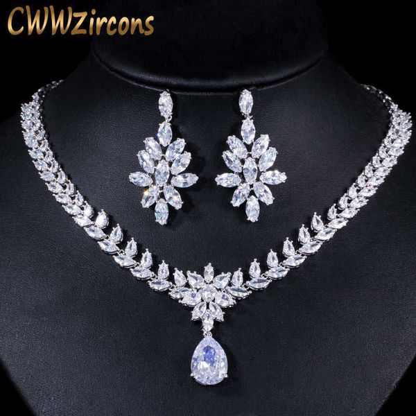 leaf shape big dangling drop cubic zircon wedding costume necklace jewelry set white gold color bridal jewellery t144 210714, Silver
leaf shape big dangling drop cubic zircon wedding costume necklace jewelry set white gold color bridal jewellery t144 210714, Silver