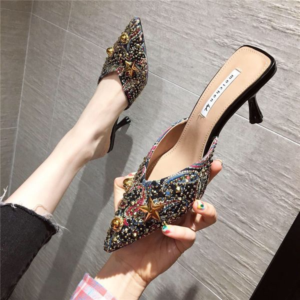 pointed sandal wear 2021 autumn thin heel fashion versatile baotou semi trailer high-heeled single sho, Black
pointed sandal wear 2021 autumn thin heel fashion versatile baotou semi trailer high-heeled single sho, Black