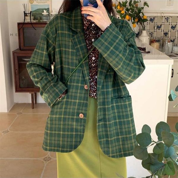 heydress 2021 autumn women green plaid blazer office lady single breasted outwear female notch collar loose jackets women's suits & bla, White;black
heydress 2021 autumn women green plaid blazer office lady single breasted outwear female notch collar loose jackets women's suits & bla, White;black