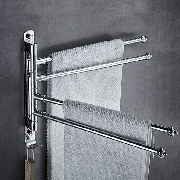 towel racks cooanho stainless steel bathroom swivel bar hanger, 4 arm swing rack with hook wall-mounted storage
towel racks cooanho stainless steel bathroom swivel bar hanger, 4 arm swing rack with hook wall-mounted storage