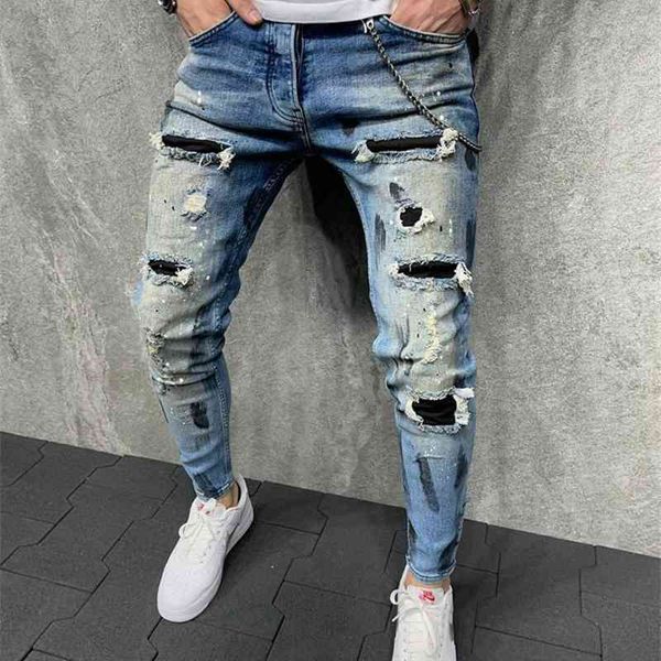70% off outlet online men ripped jeans men's painted black patchwork patch beggar pants street hip hop biker skinny pencil s-3xl, Blue
70% off outlet online men ripped jeans men's painted black patchwork patch beggar pants street hip hop biker skinny pencil s-3xl, Blue