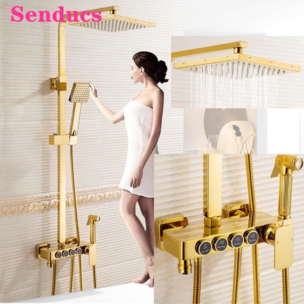 bathroom gold shower system senducs square brass bathtub mixer faucet stainless steel rainfall head cold set sets
bathroom gold shower system senducs square brass bathtub mixer faucet stainless steel rainfall head cold set sets
