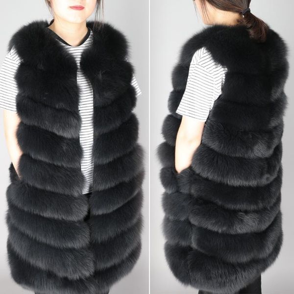 women's fur & faux real natural full coat 88cm long fashionable jacket winter vest girl leather, Black
women's fur & faux real natural full coat 88cm long fashionable jacket winter vest girl leather, Black