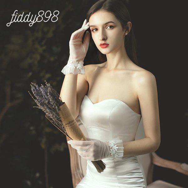 bridal gloves elegant flower short ruffle wedding for bride transparent tulle accessories mariage femme, White
bridal gloves elegant flower short ruffle wedding for bride transparent tulle accessories mariage femme, White