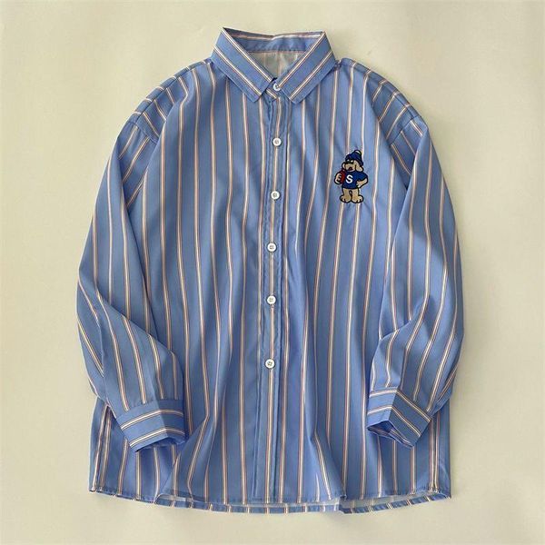 men's casual shirts preppy shirt men striped long-sleeved cardigan blouse loose spring autumn all-match korean thin women's clothe, White;black
men's casual shirts preppy shirt men striped long-sleeved cardigan blouse loose spring autumn all-match korean thin women's clothe, White;black