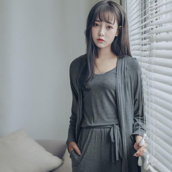 pyjamas pijama shein summer women sleepwear modal vest pants cardigan 3 pieces set lingerie loose home suits, Black;red
pyjamas pijama shein summer women sleepwear modal vest pants cardigan 3 pieces set lingerie loose home suits, Black;red