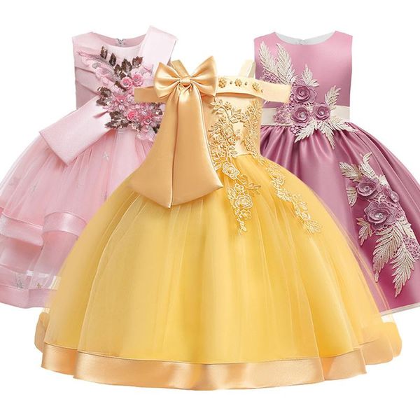 girl's dresses tulx style girl wedding party one-character shoulder suspender dress bow nail pearl flower banquet ball, Red;yellow 
girl's dresses tulx style girl wedding party one-character shoulder suspender dress bow nail pearl flower banquet ball, Red;yellow