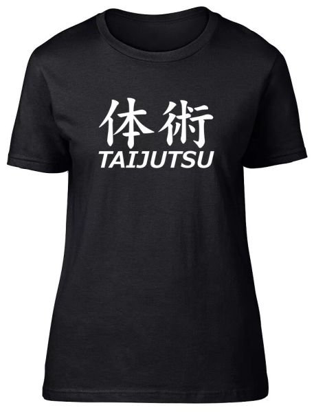 Taijutsu Ladies Womens Fitted T-Shirt, White;black
