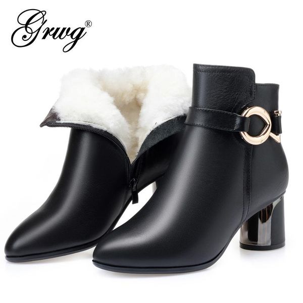 boots 2021 women winter vintage genuine leather natural wool fur warm ankle for high heels ladies shoes, Black
boots 2021 women winter vintage genuine leather natural wool fur warm ankle for high heels ladies shoes, Black