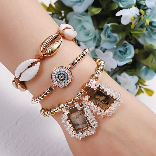 link, chain gold color beads tag charm bracelet adjustable copper micro-inlay demon eye shell jesus virgin mary figure, Black
link, chain gold color beads tag charm bracelet adjustable copper micro-inlay demon eye shell jesus virgin mary figure, Black