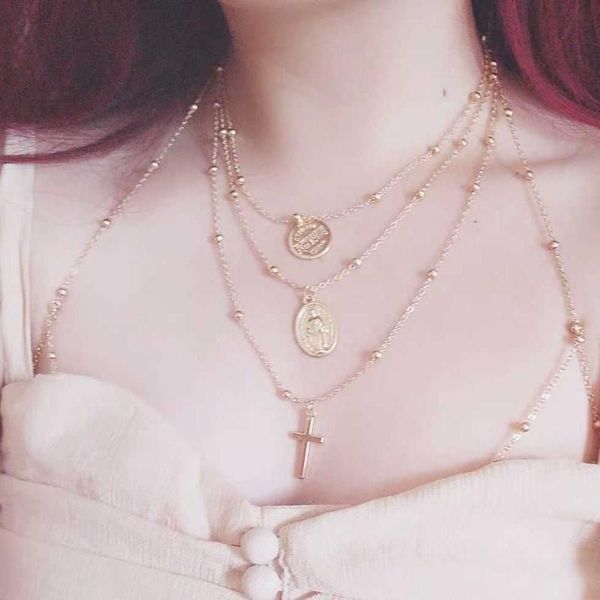 earrings & necklace european and american multi-layer women's cross pendant metal texture sweater chain hip hop chaoren street cool jew, Silver
earrings & necklace european and american multi-layer women's cross pendant metal texture sweater chain hip hop chaoren street cool jew, Silver