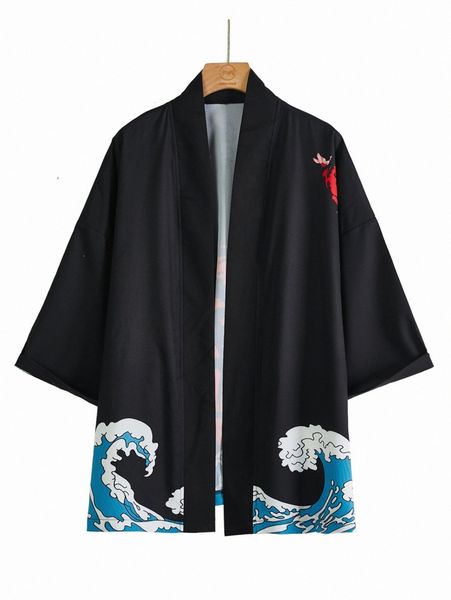 men slogan graphic kimono without tee s9mg#, White;black
