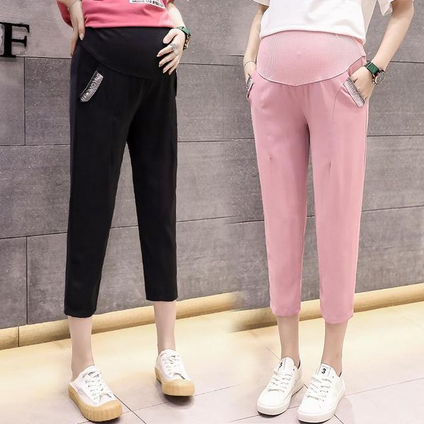 maternity bottoms pants summer chiffon chic solid color adjustable elastic waist belly support slimming trousers, White
maternity bottoms pants summer chiffon chic solid color adjustable elastic waist belly support slimming trousers, White