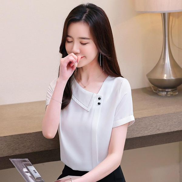 women's blouses & shirts 2021 summer fashion women and short sleeve chiffon unilateral turn-down neck casual lady clothes blusas, White
women's blouses & shirts 2021 summer fashion women and short sleeve chiffon unilateral turn-down neck casual lady clothes blusas, White