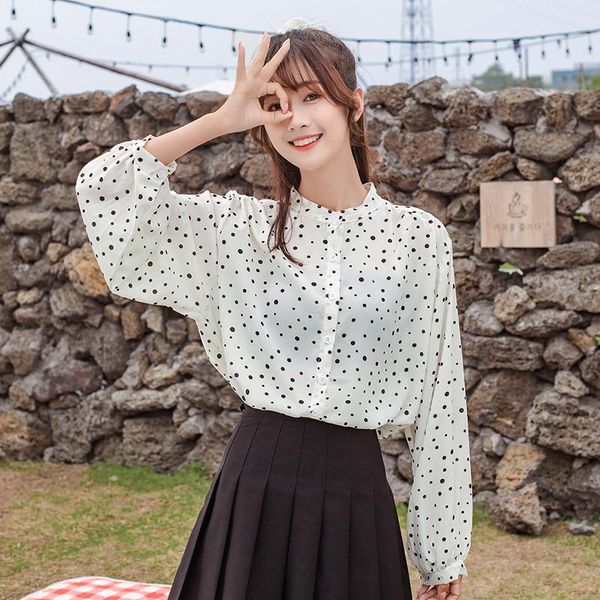 blouse good quality feminina women's clothes 2021 spring summer white loose dots long-sleeved shirts female a6027 blouses &
blouse good quality feminina women's clothes 2021 spring summer white loose dots long-sleeved shirts female a6027 blouses &