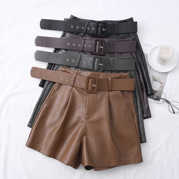 women's shorts autumn and winter fashion all-match pu leather high waist thin shorts wide leg boots pants with belt women i40n, White;black
women's shorts autumn and winter fashion all-match pu leather high waist thin shorts wide leg boots pants with belt women i40n, White;black