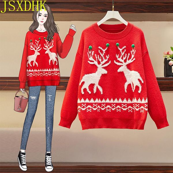 plus size christmas deer sweater o-neck pullover thick red blue women sweaters 2021 autumn winter korean loose clothing women's, White;black
plus size christmas deer sweater o-neck pullover thick red blue women sweaters 2021 autumn winter korean loose clothing women's, White;black