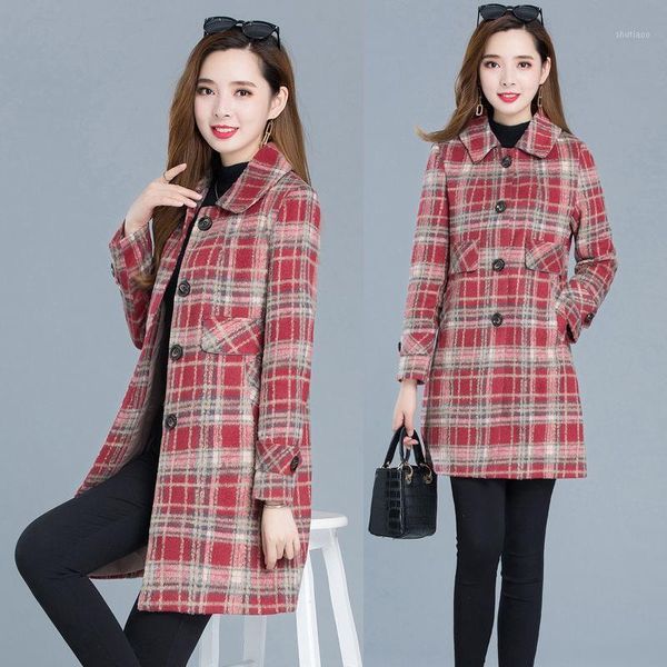 women's wool & blends woolen coat women mid-length autumn winter section loose thick warm outerwear female casual lattice overcoat plus, Black
women's wool & blends woolen coat women mid-length autumn winter section loose thick warm outerwear female casual lattice overcoat plus, Black
