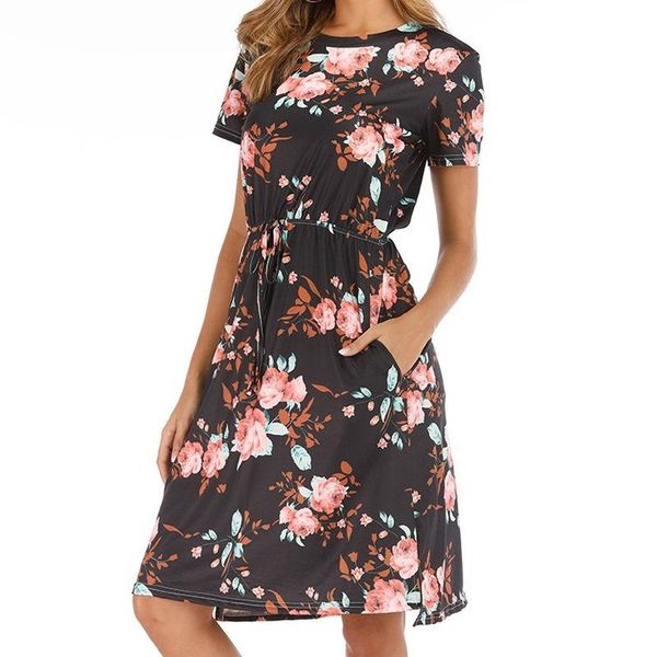 casual dresses vintage floral print dress short sleeve drawstring waist midi boho beach pocket women vestidos red black, Black;gray
casual dresses vintage floral print dress short sleeve drawstring waist midi boho beach pocket women vestidos red black, Black;gray