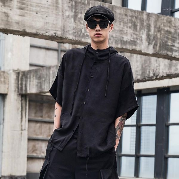 men's casual shirts men summer short sleeve loose hooded shirt male japan streetwear fashion hip hop gothic black coat, White;black
men's casual shirts men summer short sleeve loose hooded shirt male japan streetwear fashion hip hop gothic black coat, White;black