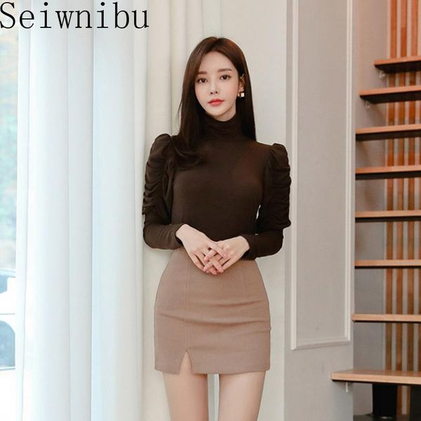 two piece dress 2021 autumn and winter korean women's slim turtleneck lantern sleeve shirt high waist package hip mini skirt two-piece, White
two piece dress 2021 autumn and winter korean women's slim turtleneck lantern sleeve shirt high waist package hip mini skirt two-piece, White
