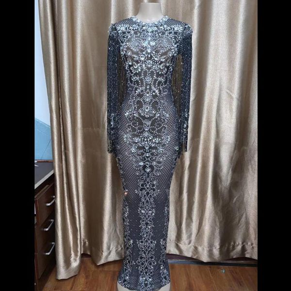 casual dresses luxury crystal tassel party perspective long dress women sleeve wedding celebration fringes rhinestone stage costumes, Black;gray
casual dresses luxury crystal tassel party perspective long dress women sleeve wedding celebration fringes rhinestone stage costumes, Black;gray