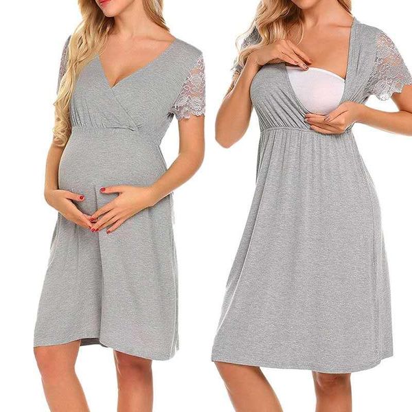maternity dresses summer women v-neck solid nursing clothes fashion elegant casual breastfeeding lace dress splice pregnant pajamas, White
maternity dresses summer women v-neck solid nursing clothes fashion elegant casual breastfeeding lace dress splice pregnant pajamas, White