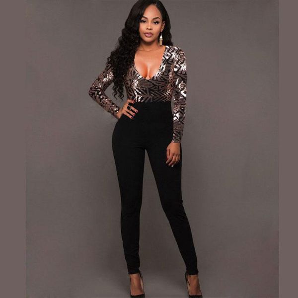women's jumpsuits & rompers women bodycon jumpsuit romper long sleeve bodysuit fashion shine sequined v neck elegant full length pants, Black;white
women's jumpsuits & rompers women bodycon jumpsuit romper long sleeve bodysuit fashion shine sequined v neck elegant full length pants, Black;white