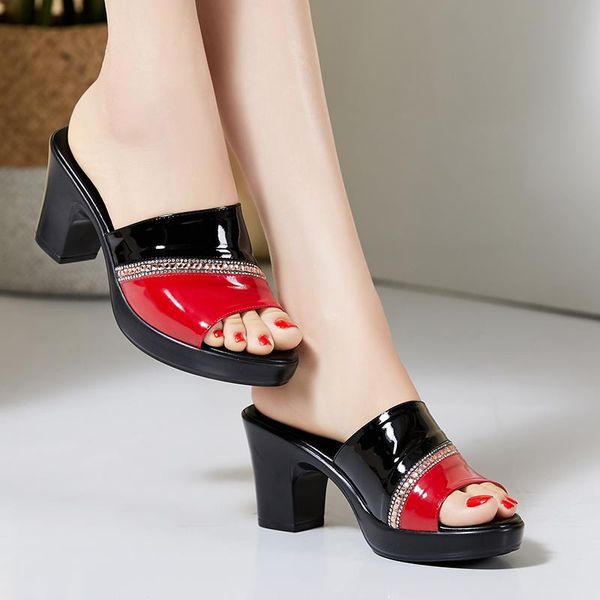 peep toe high-heeled women's slippers plus size 41 42 summer shoes mother genuine leather, Black
peep toe high-heeled women's slippers plus size 41 42 summer shoes mother genuine leather, Black
