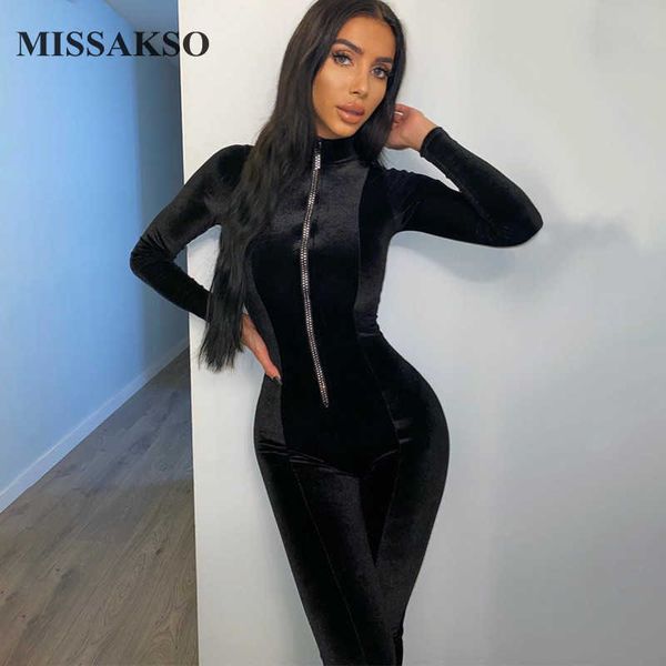 missakso autumn velvet jumpsuits bodycon zipper streetwear long sleeve fashion outfits women skinny jumpsuits 210625, Black;white
missakso autumn velvet jumpsuits bodycon zipper streetwear long sleeve fashion outfits women skinny jumpsuits 210625, Black;white