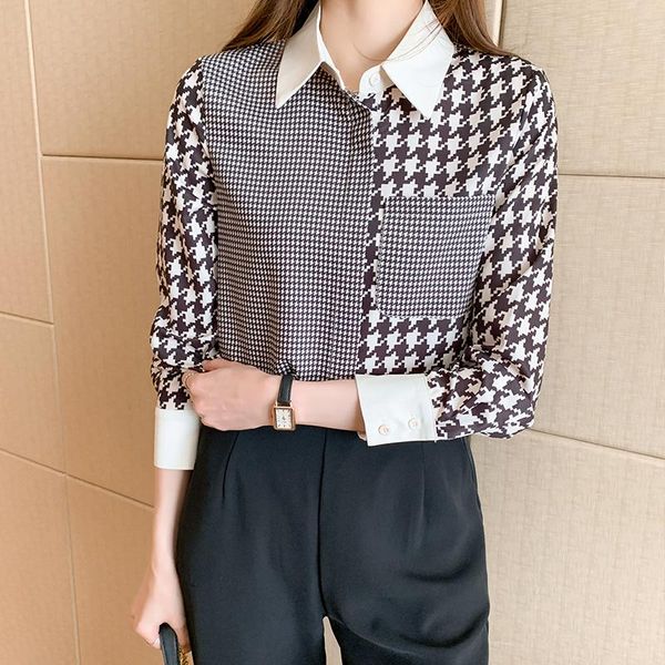 women's blouses & shirts summer korean style long sleeve plaid casual shirt elegant office lady houndstooth work ol blouse camisas de, White
women's blouses & shirts summer korean style long sleeve plaid casual shirt elegant office lady houndstooth work ol blouse camisas de, White