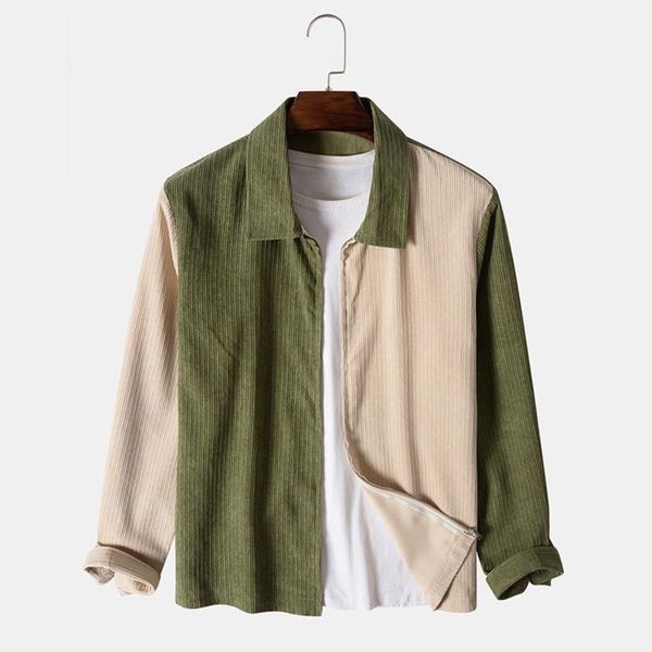 men's casual shirts fashion mens colorblock patchwork corduroy lapel long sleeve 2021 zip up jacket, White;black
men's casual shirts fashion mens colorblock patchwork corduroy lapel long sleeve 2021 zip up jacket, White;black