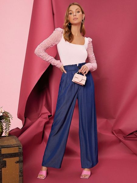 paper bag waist wide leg pants l2oe#, Black;white
paper bag waist wide leg pants l2oe#, Black;white