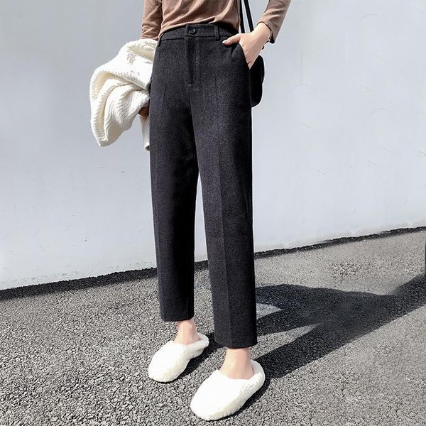women's pants & capris woolen harem woman winter warm thick ol work suit elegant office autumn solid loose casual straight wool trouser, Black;white
women's pants & capris woolen harem woman winter warm thick ol work suit elegant office autumn solid loose casual straight wool trouser, Black;white