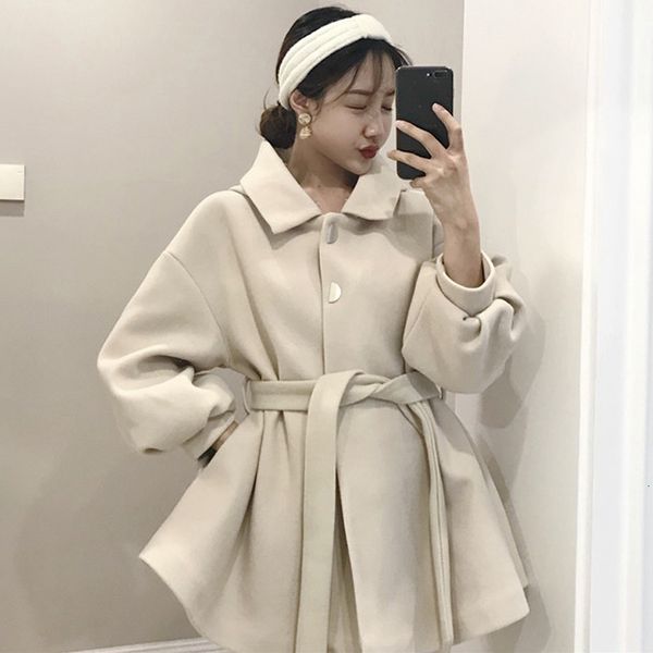 women's wool & blends women blend sash belt winter coat designer detachable fur collar warm overcoat ladies elegant puff sleeve loose l, Black
women's wool & blends women blend sash belt winter coat designer detachable fur collar warm overcoat ladies elegant puff sleeve loose l, Black