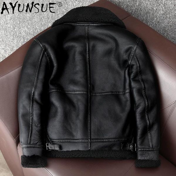 men's leather & faux akoosun winter jacket men real fur coat warm genuine sheepskin coats flight jackets wool lining plus size kj6663, Black
men's leather & faux akoosun winter jacket men real fur coat warm genuine sheepskin coats flight jackets wool lining plus size kj6663, Black