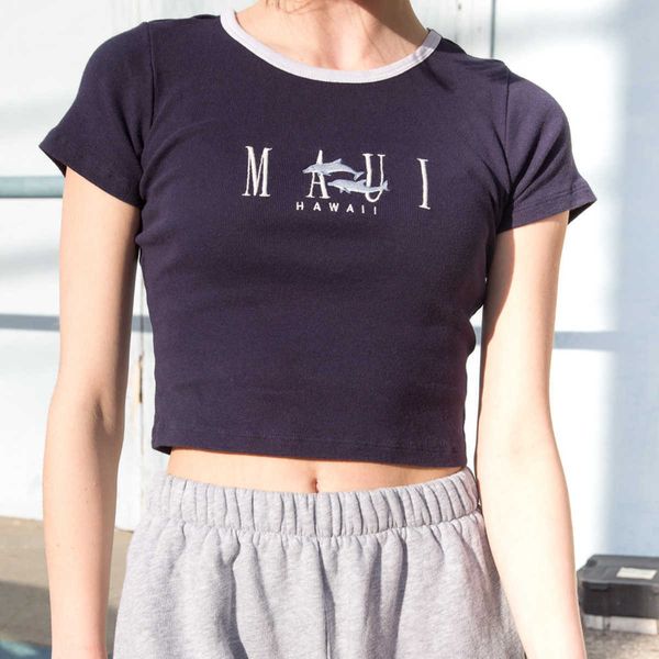 women's t-shirt vintage casual dolphin embroidery crop graphic short sleeve cotton t shirts summer slim tee women nhbz, White
women's t-shirt vintage casual dolphin embroidery crop graphic short sleeve cotton t shirts summer slim tee women nhbz, White