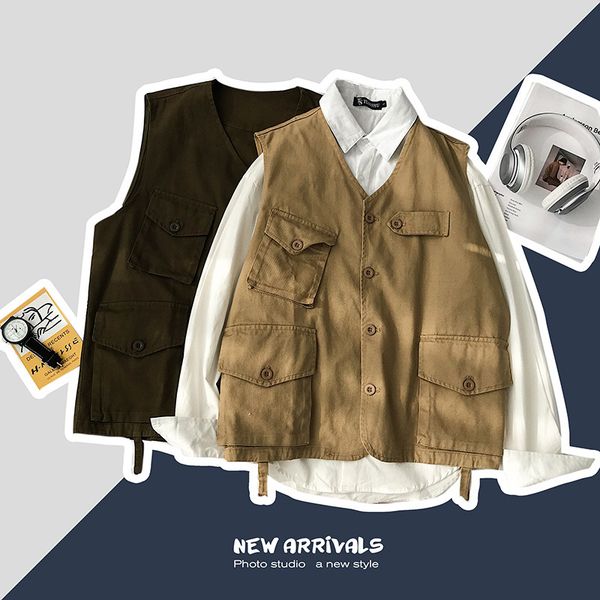 cargo mens vest casual oversized harajuku men waistcoat solid sleeveless steampunk outwear vests retro v-neck pocket gilet 210524, Black;white
cargo mens vest casual oversized harajuku men waistcoat solid sleeveless steampunk outwear vests retro v-neck pocket gilet 210524, Black;white