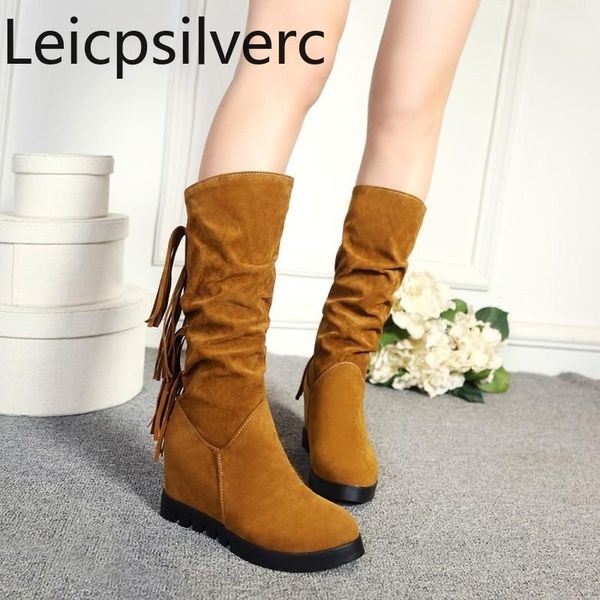 women's boots winter tassel fashion internal increase mid heel middle tube shoes plus size 34-43 height 6.5cm, Black
women's boots winter tassel fashion internal increase mid heel middle tube shoes plus size 34-43 height 6.5cm, Black