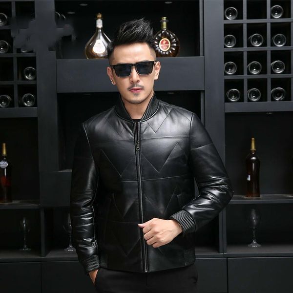 men's leather & faux jacket men winter bomber real sheepskin coat duck down baseball jackets plus size jaqueta de couro 18016 yy531, Black
men's leather & faux jacket men winter bomber real sheepskin coat duck down baseball jackets plus size jaqueta de couro 18016 yy531, Black