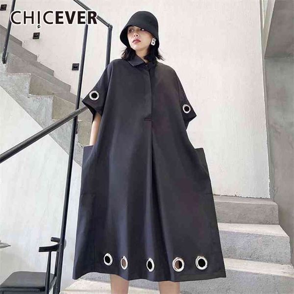 chicever vintage patchwork pocket women's dress lapel collar short sleeve hollow out oversize dresses female clothes 210729, Black;gray
chicever vintage patchwork pocket women's dress lapel collar short sleeve hollow out oversize dresses female clothes 210729, Black;gray
