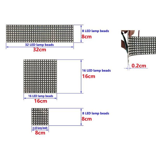 flexible 8x8/8x32/16x16 pixel panel matrix screen ws2812 ic rgb smd led module individually addressable dc5v modules
flexible 8x8/8x32/16x16 pixel panel matrix screen ws2812 ic rgb smd led module individually addressable dc5v modules