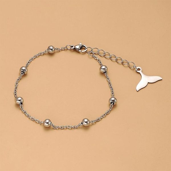 link, chain creative simple fishtail round bead bracelet summer fashion women's silver color jewelry beach party accessories, Black
link, chain creative simple fishtail round bead bracelet summer fashion women's silver color jewelry beach party accessories, Black